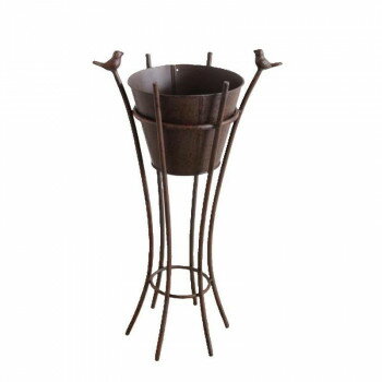 スタンドプランター アンティーク調の鉢カバー 小鳥 1407IFH011【メーカー直送：代金引換不可：同梱不..