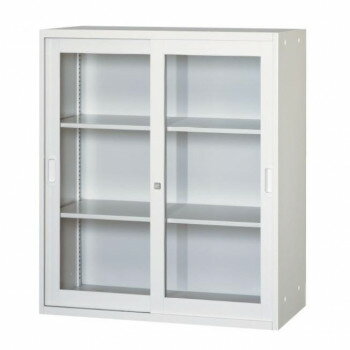 壁面収納家具/D:400・ホワイトタイプ 引違枠付ガラス戸/ラッチ仕様 H1050 棚板2枚付 ALPSホワイト色 COM-UAJR4-W11【メーカー直送：代金引換不可：同梱不可】【北海道・沖縄・離島は配達不可】