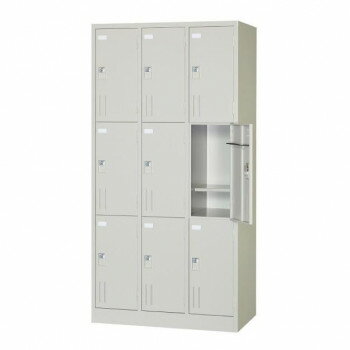 多人数ロッカー 南京錠掛金具付取手タイプ 9人用 3列3段 ニューグレー COM-SVG9B【メーカー直送：代金引換不可：同梱不可】【北海道・沖縄・離島は配達不可】