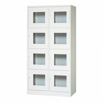 窓付多人数ロッカー 8人用 2列4段 シリンダー錠キー2個付 COM-SV8MA-AW【メーカー直送：代金引換不可：同梱不可】【北海道・沖縄・離島は配達不可】