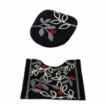 モノトーンリーフ　2点セット(フタカバー暖房洗浄用・トイレマット)　XA1948・XA1950【メーカー直送：..