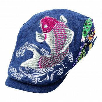 大西賢製販 Ripple 刺繍ハンチング 紅鯉 紺 H32-SH07【メーカー直送：代金引換不可：同梱不可】【北海道・沖縄・離島は配達不可】