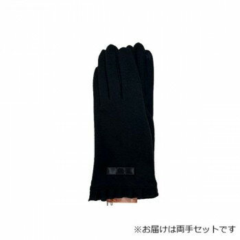 婦人用手袋 アクリルジャージ サテンリボン (スマホ対応) 黒(4) 002352524【メーカー直送：代金引換不可：同梱不可】【北海道・沖縄・離島は配達不可】