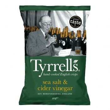 Tyrrell's ティレル ポテトチップス シーソルト＆サイダービネガー 40g 12入 輸入菓子【メーカー直送：代金引換不可：同梱不可】【北海..