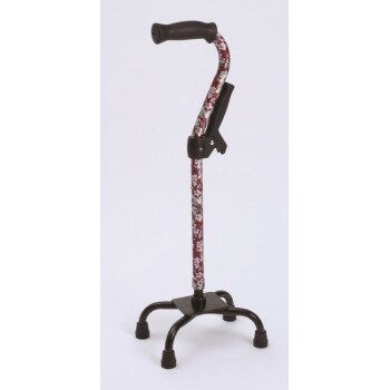 フジホーム　ステッキ　杖　四点杖　補助グリップ付　花柄赤 WB3801【メーカー直送：代金引換不可：同..