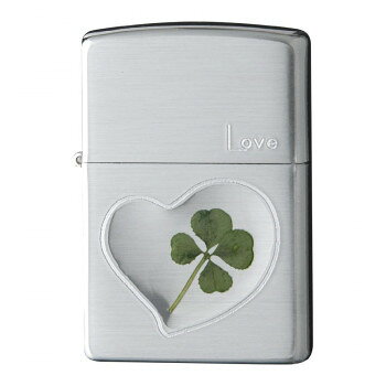 ZIPPO(ジッポー) オイルライター 四つ葉 本物のクローバー 銀サテーナ Love 愛 63260498【メーカー直送：代金引換不可：同梱不可】【北海道・沖縄・離島は配達不可】