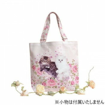 アクロスシーズ 猫・ローズ柄トートバック FDC-617C【メーカー直送：代金引換不可：同梱不可】【北海道・沖縄・離島は配達不可】