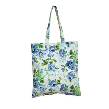 花柄エコバッグ 内ポケット付 ブルー NFY-005B【メーカー直送：代金引換不可：同梱不可】【北海道・沖縄・離島は配達不可】