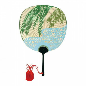 日本製(MADE IN JAPAN) 踊り用うちわ 柳に流水 M001【メーカー直送：代金引換不可：同梱不可】【北海道・沖縄・離島は配達不可】