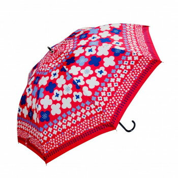 藤田屋 婦人長傘 ピーリングフラワー レッド LB-2201【メーカー直送：代金引換不可：同梱不可】【北海道・沖縄・離島は配達不可】
