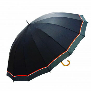 藤田屋 16本骨紳士長傘 70cm カラーライン ブラック T70-2422(SH)【メーカー直送：代金引換不可：同梱不可】【北海道・沖縄・離島は配達不可】