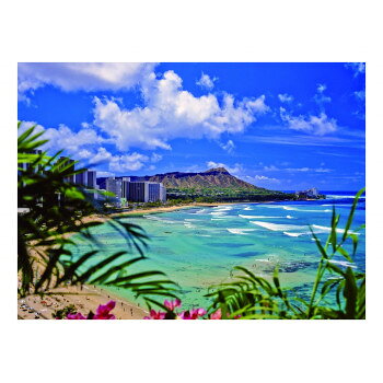 ガラスアートピクチャー DIAMOND HEAD DE010306【メーカー直送：代金引換不可：同梱不可】【北海道・沖縄・離島は配達不可】
