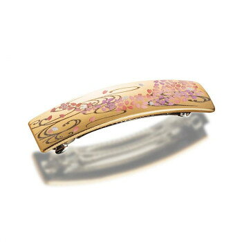まえじゅう漆器 漆芸バレッタ長角(小) 舞桜(G)桐箱入 6X-102【メーカー直送：代金引換不可：同梱不可】【北海道・沖縄・離島は配達不可】