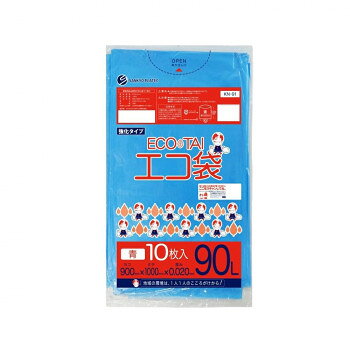 ECO TAI　エコ袋　90L KN-91 青 10枚×50冊【メーカー直送：代金引換不可：同梱不可...