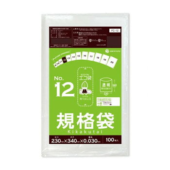 ECO TAI　エコ袋　No.12　規格袋 FC-12 透明 100枚×40冊【メーカー直送：代金引換...