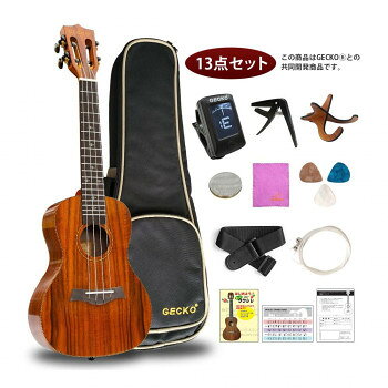 GECKO(ゲッコー)×アーバン通商 ウクレレ(充実の13点セット) 23インチ コンサート GU9 KOA【メーカー直送：代金引換不可：同梱不可】【北海道・沖縄・離島は配達不可】