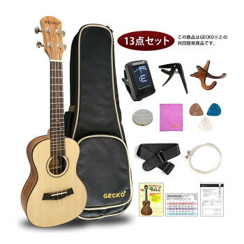 GECKO(ゲッコー)×アーバン通商 ウクレレ(充実の13点セット) 23インチ コンサート U23SA NA【メーカー直送：代金引換不可：同梱不可】【北海道・沖縄・離島は配達不可】