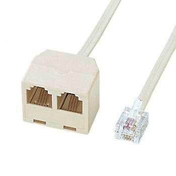Modular （5 m+） - サンワサプライ　電話延長分配ケーブル(ベージュ・2m)　TEL-Y9-2K2【メーカー直送：代金引換不可：同梱不可】【北海道・沖縄・離島は配達不可】
