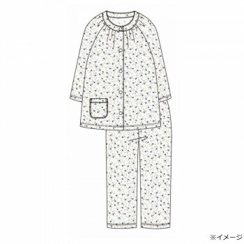 Cotton - ギャルソンヌ　レディスパジャマ　ブライトドット　小花ペイズリー柄　7分袖　ネイビー　161686　Mサイズ【メーカー直送：代金引換不可：同梱不可】【北海道・沖縄・離島は配達不可】