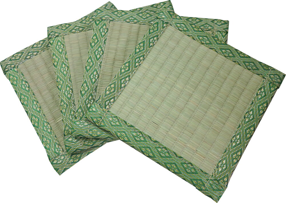 い草座卓敷き 4P 約16x16cm 大島屋 [テーブル 脚敷 座卓敷き]