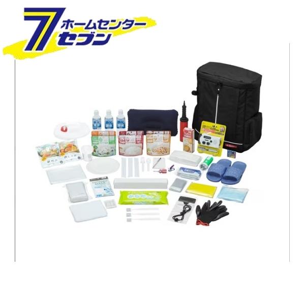 アイリスオーヤマ 防災セット食品付き 1人用43点 （ブラック） NBS1-43 [防災グッズ 防災バック 1人 一人暮らし 黒 災害 備蓄 IRIS]