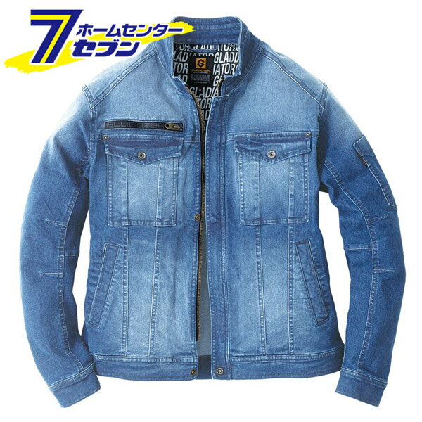 コーコス信岡 デニムストレッチジャケット (ライトインディゴ) LL GR-3510 [作業服 作業着 ユニフォーム ジャケット デニム ストレッチ メンズ レディース グラディエーター GLADIATOR CO-COS]