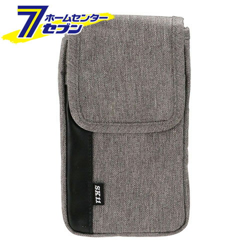 SK11 スマホケース グレー STP-SP-12G [小物入れ ポーチ 携帯用品 フラップ ベルト通し D環 カラビナ 藤原産業]
