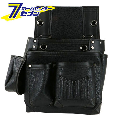 SK11 黒 釘袋 墨ツボホルダー付き 320×350×160mm SSL-NB-13 [釘ケース 釘入れ ワイドマチ幅 耐久性 工具入れ レザー調 藤原産業]