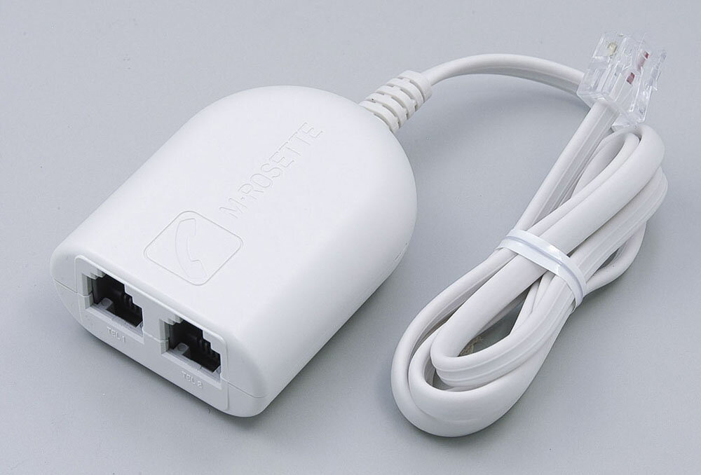 ELPA 6極2芯用 2分配アダプタ 雷ガード機能付 TEA-035 [IP電話 電話線 FAX インターネット PC 周辺機器 ホワイト 白 コンセント エルパ]