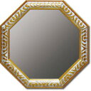 ユーパワー アンティーク 八角ミラー Lサイズ ゴールド/アンティークホワイト AM-05025【メーカー直送:代金引換不可:同梱不可】【北海道・沖縄・離島は配達不可】