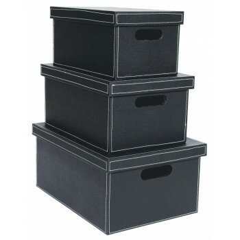 フェイクレザー ボックス(BL)L・M・S 3個セット【メーカー直送：代金引換不可：同梱不可】【北海道・沖縄・離島は配達不可】