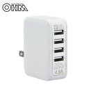 OHM ACアダプター USB電源タップ 4ポート ホワイト MAV-AU48-W【メーカー直送:代金引換不可:同梱不可】【北海道・沖縄・離島は配達不可】