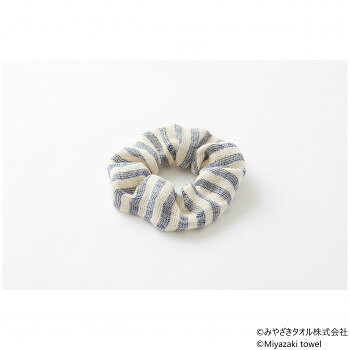 みやざきタオル 洗えるシュシュ 15cm×15cm No.5 ブルー