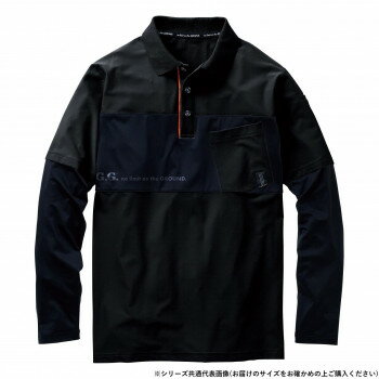 桑和 7345-50 長袖ポロシャツ(胸ポケット付き) Mサイズ ブラック(4)【メーカー直送：代金引換不可：同梱不可】【北海道・沖縄・離島は配達不可】