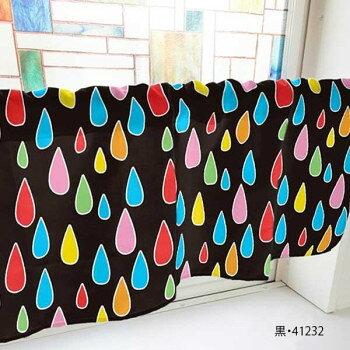 カフェカーテン 雨 800×450mm 黒・41232【メーカー直送：代金引換不可：同梱不可】【北海道・沖縄・離島は配達不可】
