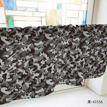 カフェカーテン 迷彩 800×450mm 黒・41556【メーカー直送：代金引換不可：同梱不可】【北海道・沖縄・離島は配達不可】