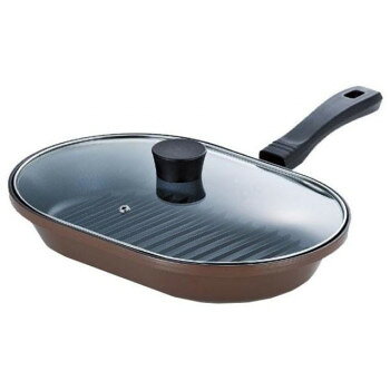 Glass Fry Pans - MARRONE CHEF(マローネシェフ)　ガス火専用　ガラス蓋付お手軽魚焼パン　22×32cm　MM-9541【メーカー直送：代金引換不可：同梱不可】【北海道・沖縄・離島は配達不可】