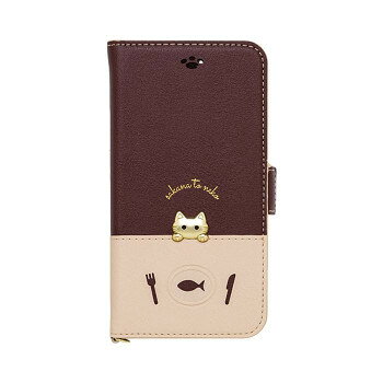 sakana to neko iPhone8/7/6s/6専用手帳型スマホケース Bタイプ iP7-DISH04 ブラウン【配送方法:メール便/同梱不可/代引不可/日時指定不可】【北海道・沖縄・離島は配達不可】