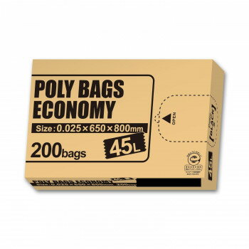 オルディ ポリバッグエコノミー BOX 45L 0.025mm 黒 200P 000040721【メーカー直送：代金引換不可：同梱不可】【北海道・沖縄・離島は配達不可】