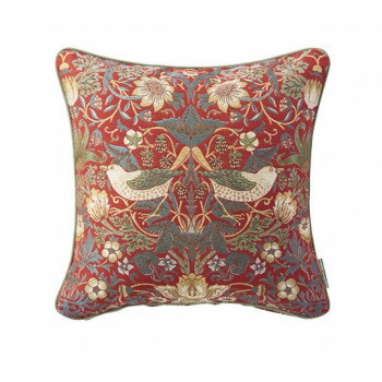 川島織物セルコン モリスデザインスタジオ いちご泥棒 背当クッションカバー 45×45cm LL1710 レッド【メーカー直送：代金引換不可：同梱不可】【北海道・沖縄・離島は配達不可】