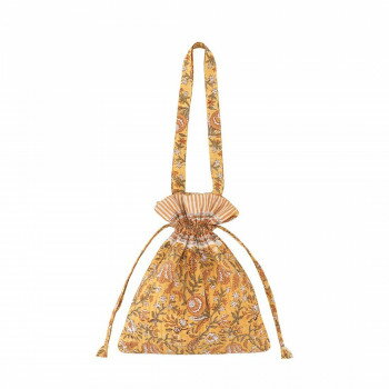 Shopping Bags, Ecology Bags - バッグ キルト巾着トート ブロックプリント サフランイエロー 11725750525【メーカー直送：代金引換不可：同梱不可】【北海道・沖縄・離島は配達不可】