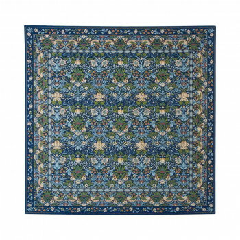 川島織物セルコン Morris Design Studio イチゴドロボウ ラグ 約200×200cm KF1709 B ブルー【メーカー直送：代金引換不可：同梱不可】【北海道・沖縄・離島は配達不可】