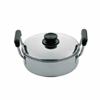 MARUTAMA 玉虎堂 18Cr浅型ソースポット 26cm　196【メーカー直送：代金引換不可：同梱不可】【北海道・沖縄・離島は配達不可】