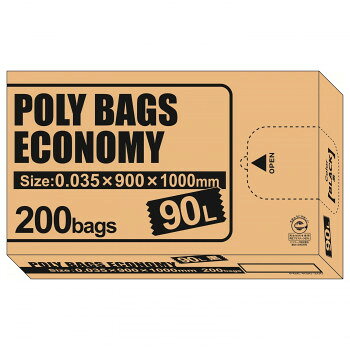 オルディ ポリバッグエコノミー BOX 90L 0.035mm 黒 200P 000040321【メーカー直送：代金引換不可：同梱不可】【北海道・沖縄・離島は配達不可】