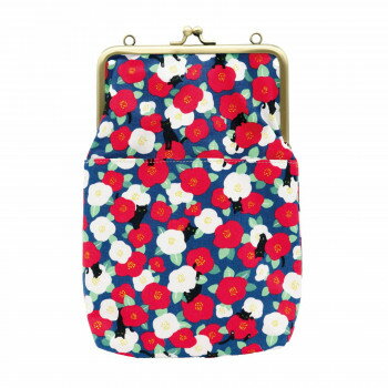 大西賢製販 Ripple がま口2WAY ショルダーバッグ 椿猫 ブルー GA27-A025【メーカー直送：代金引換不可：同梱不可】【北海道・沖縄・離島は配達不可】