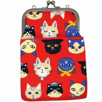 大西賢製販 Ripple がま口2WAY スマホショルダー ラブリーキャッツ レッド GA22-A064【メーカー直送：代金引換不可：同梱不可】【北海道・沖縄・離島は配達不可】