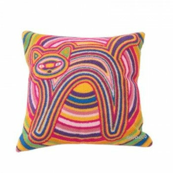 gnocco(ニョッコ) さがら刺繍クッション ピンク 猫 約41×41cm CU21-CT-2PK【メーカー直送：代金引換不可：同梱不可】【北海道・沖縄・離島は配達不可】