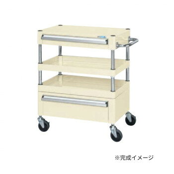サカエ CSパールワゴン中量タイプ 引出し付 アイボリー CSP-6072ACSEI【メーカー直送：代金引換不可：同梱不可】【北海道・沖縄・離島は配達不可】