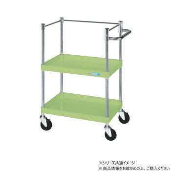※パッケージ、デザイン等は予告なく変更される場合があります。※画像はイメージです。商品タイトルと一致しない場合があります。棚板を逆さにするだけで、皿型・フラット型と組み替えることができます。安価で耐久性に優れるゴム車を採用。大きなものを安全に収納できるコボレ止め付です。※配達希望日の明記は可能ですが、確約ではございません。※この商品は5個口での出荷になります。(目安個装サイズ:110×805×45mm:3.1kg/200×250×80mm:2.4kg/420×640×105mm:7.95kg/145×410×60mm:0.7kg/415×630×55mm:1.8kg)※お届けは車上渡しとなります。※搬入場所の状況等によって搬入制限や追加料金が生じる場合があります。※法人への配送の場合は、必ず法人名をご記載ください。サイズ個装サイズ：11×81×5cm重量個装重量：3100g仕様外寸:W600×D400×H880mm均等耐荷重:100kg本体色:グリーン質量:12kgキャスター:100φゴム車段数:2支柱:クロムメッキ25.4φ、棚板調整ピッチ50mm改正RoHS10物質対応組立式生産国日本広告文責:株式会社ホームセンターセブンTEL:0978-33-2811※パッケージ、デザイン等は予告なく変更される場合があります。※画像はイメージです。商品タイトルと一致しない場合があります。fk094igrjs
