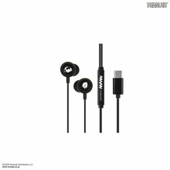 ピーナッツ スヌーピー リモコンマイク付き USB Type-C ステレオイヤホン ブラック SNGG-156BK【メーカー直送：代金引換不可：同梱不可】【北海道・沖縄・離島は配達不可】